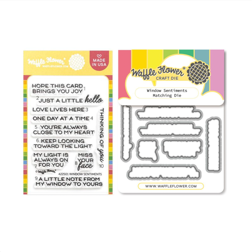 Waffle Flower Window Sentiments Clear Stamp and Die Set