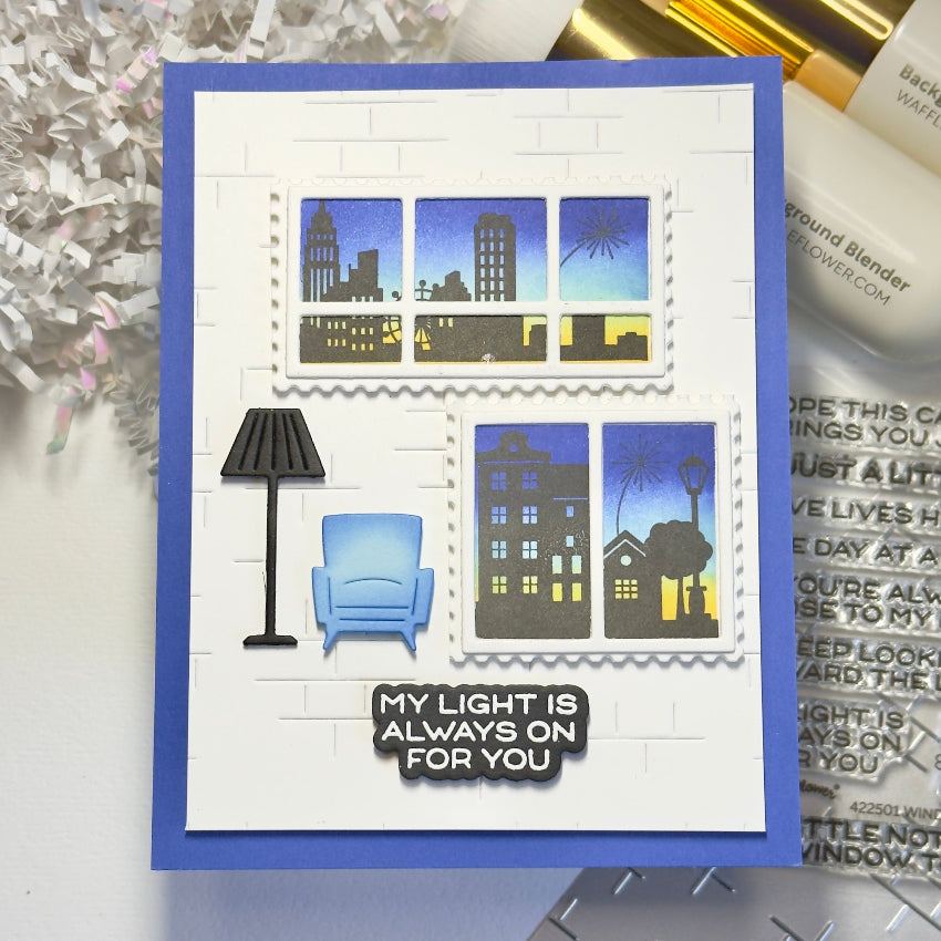 Waffle Flower Window Sentiments Clear Stamp and Die Set for you card