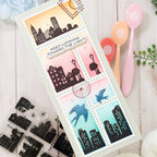 Waffle Flower Window Sentiments Clear Stamp and Die Set postage stamps card