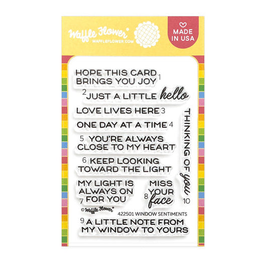 Waffle Flower Window Sentiments Clear Stamps 422501