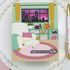 Waffle Flower Window Sentiments Matching Dies 422502 a little hello card
