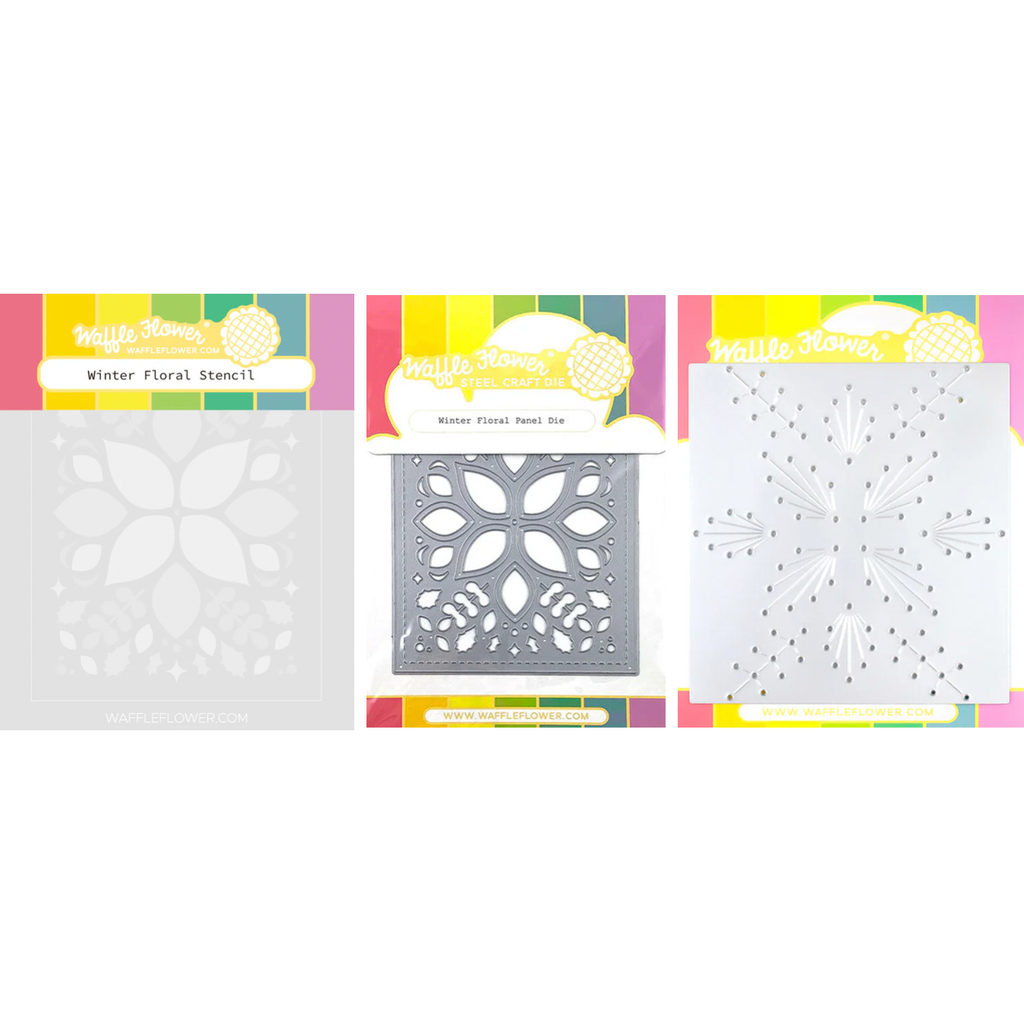 Waffle Flower Winter Floral Stencil, Die, and Stitching Die Set