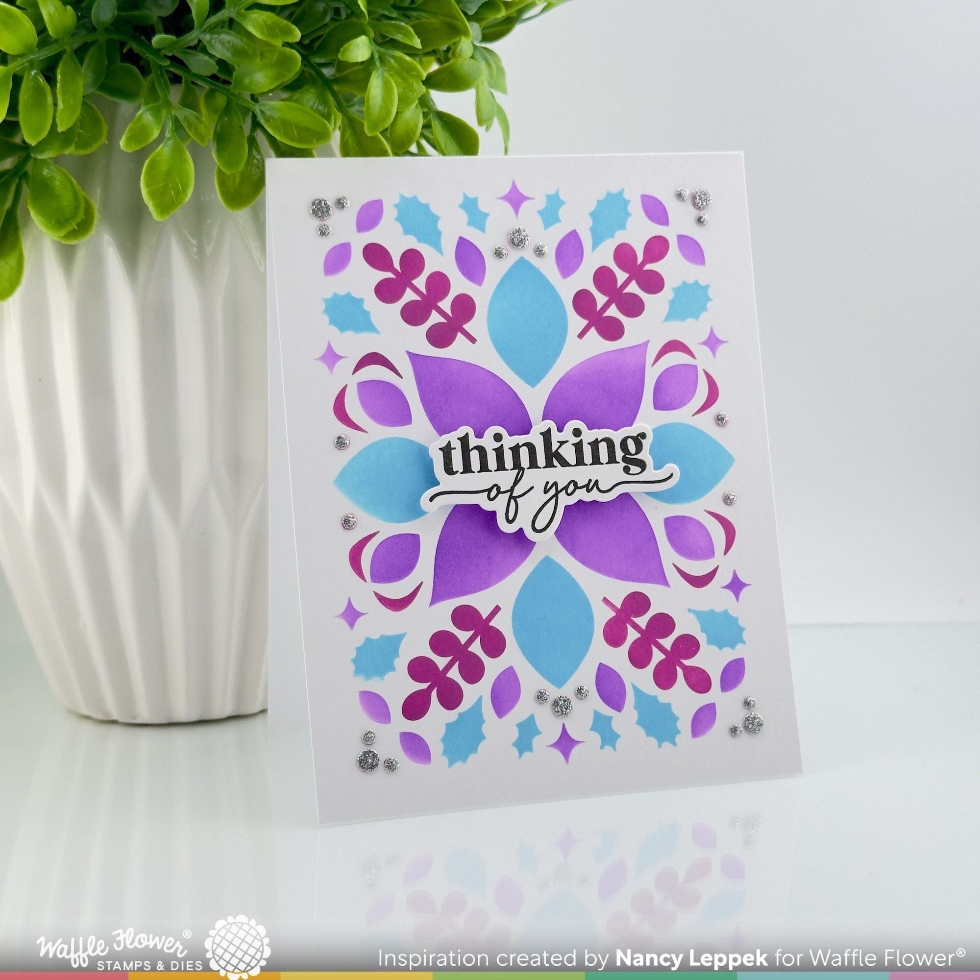 Waffle Flower Winter Floral Stencil, Die, and Stitching Die Set