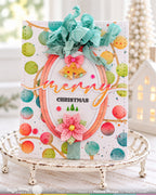 Waffle Flower Winter Lights Stencils 421883 blue fabric bells red poinsettia flower merry christmas card melissa phillips