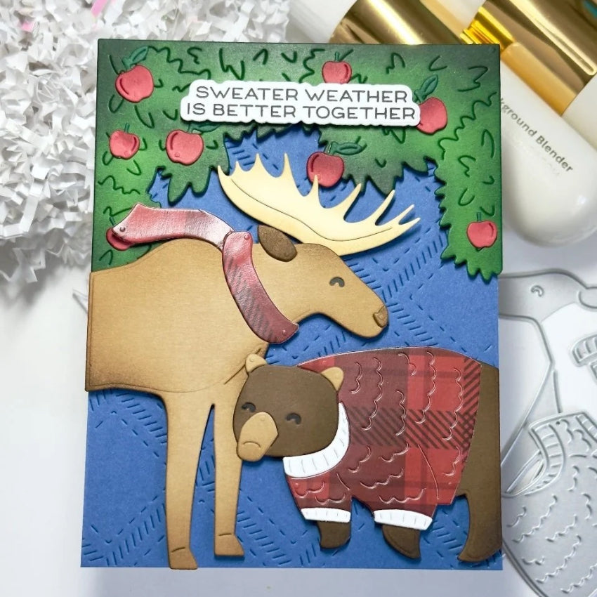 Waffle Flower Woodland Friends Dies 422247 bear in a sweater card