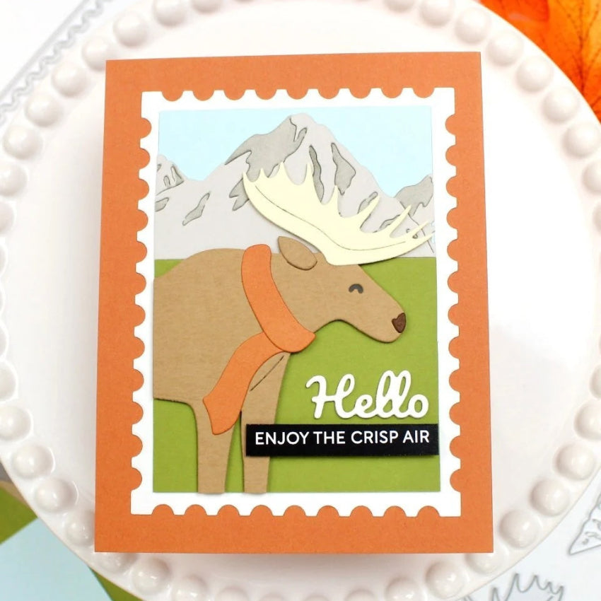 Waffle Flower Woodland Friends Dies 422247 hello postage stamp card