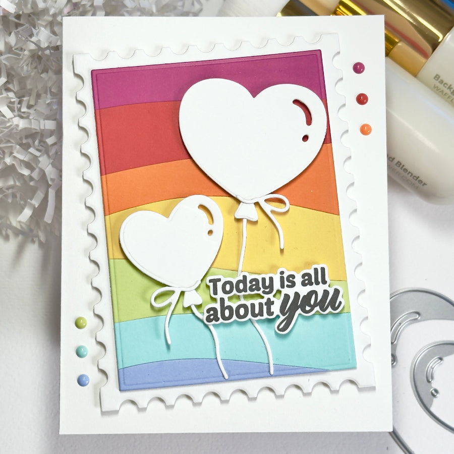 Waffle Flower Your Day Sentiments Matching Dies 422532 rainbow background card