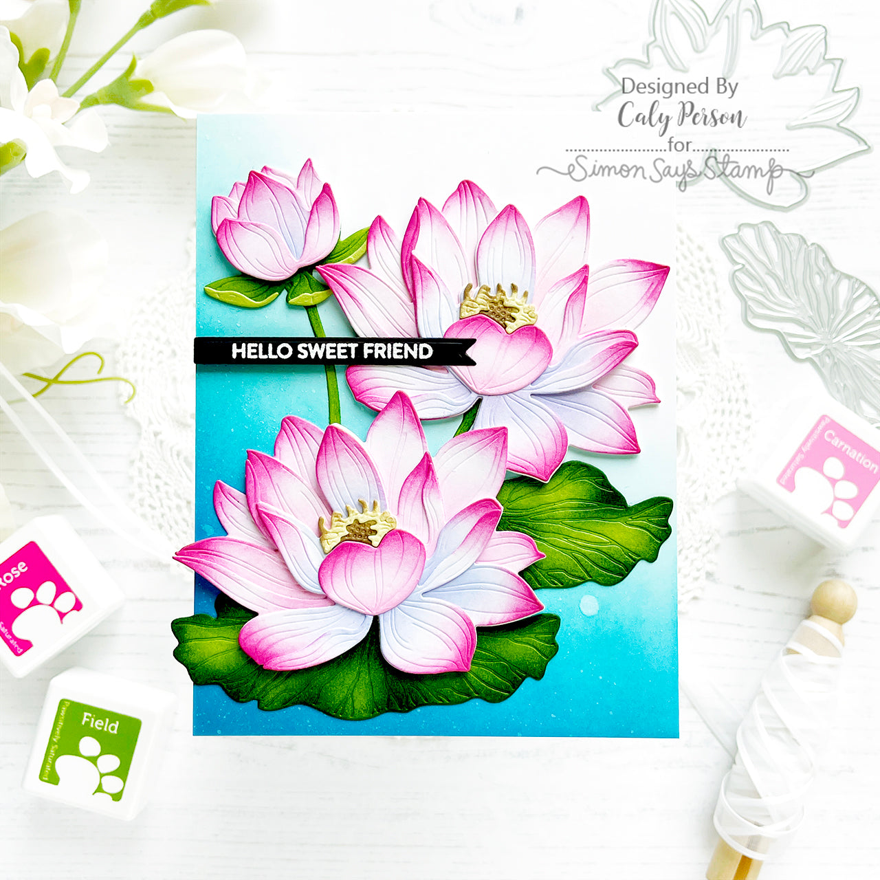 Honey Bee Lovely Layers Water Lily Die Set hbds-llwater Hello Sweet Friend Card | color-code:ALT03