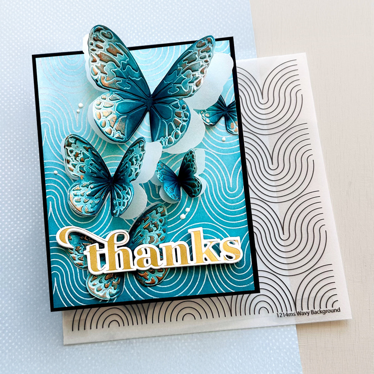 Simon Says Clear Stamp Wavy Background 1214ms You Are My Favorite Thanks Card