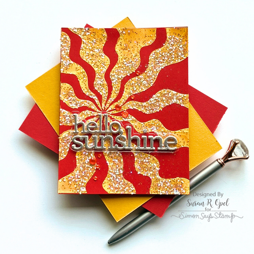 Simon Says Stamp Stencil Wavy Rays 1000st Hello Card