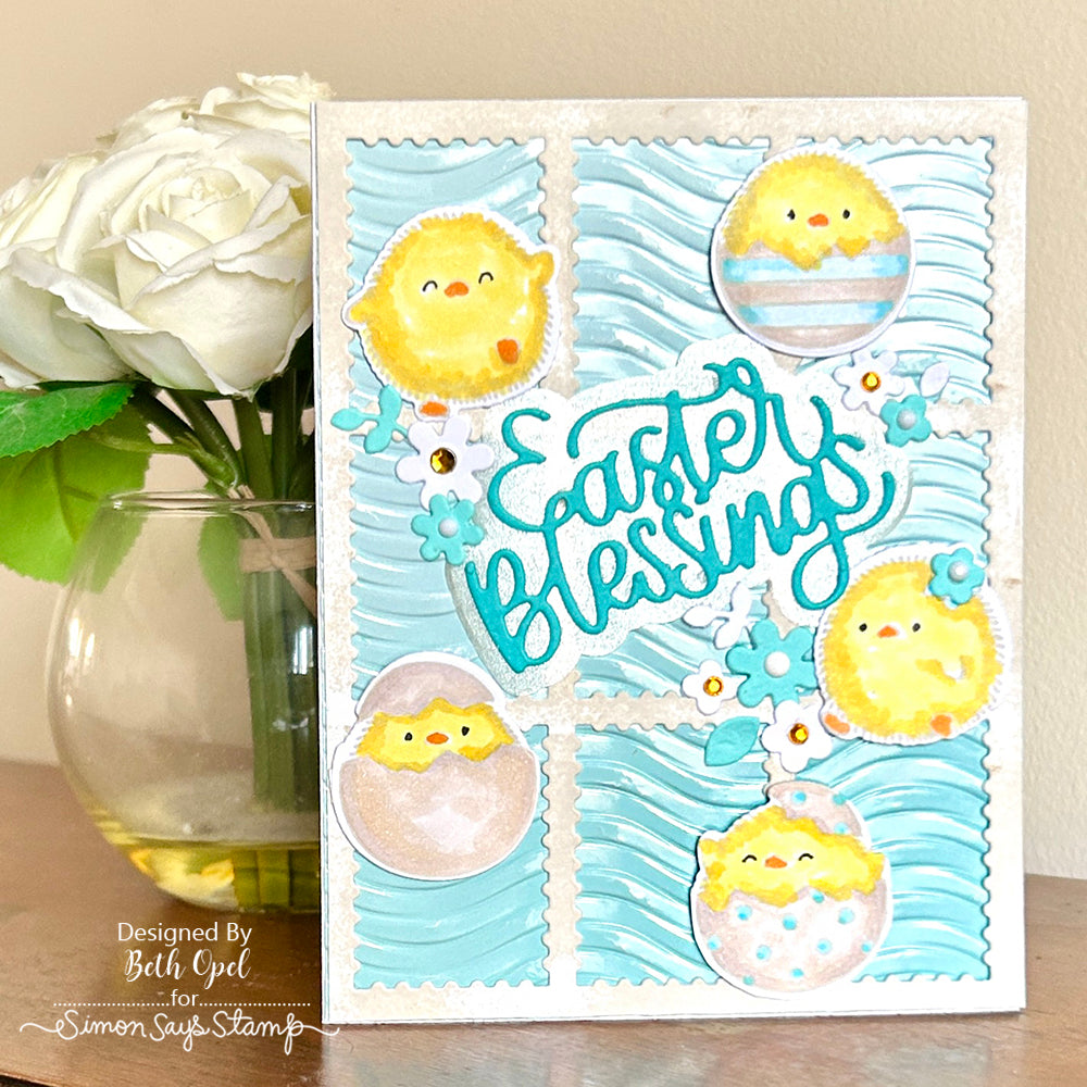 Simon Says Stamp Embossing Folder Wavy Ways sf463 Favorite Things Easter Card