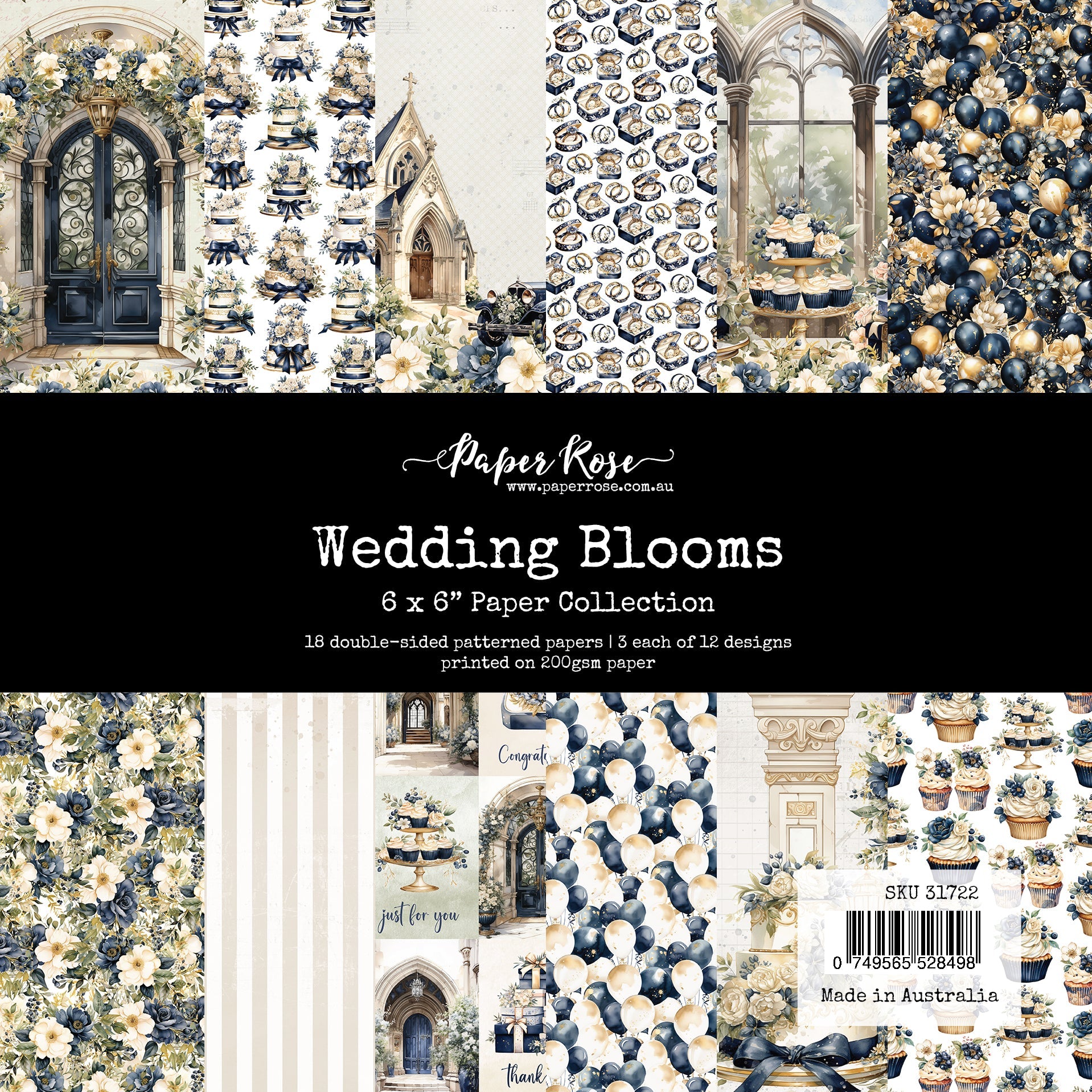 Paper Rose Wedding Blooms 6x6 Paper 31722