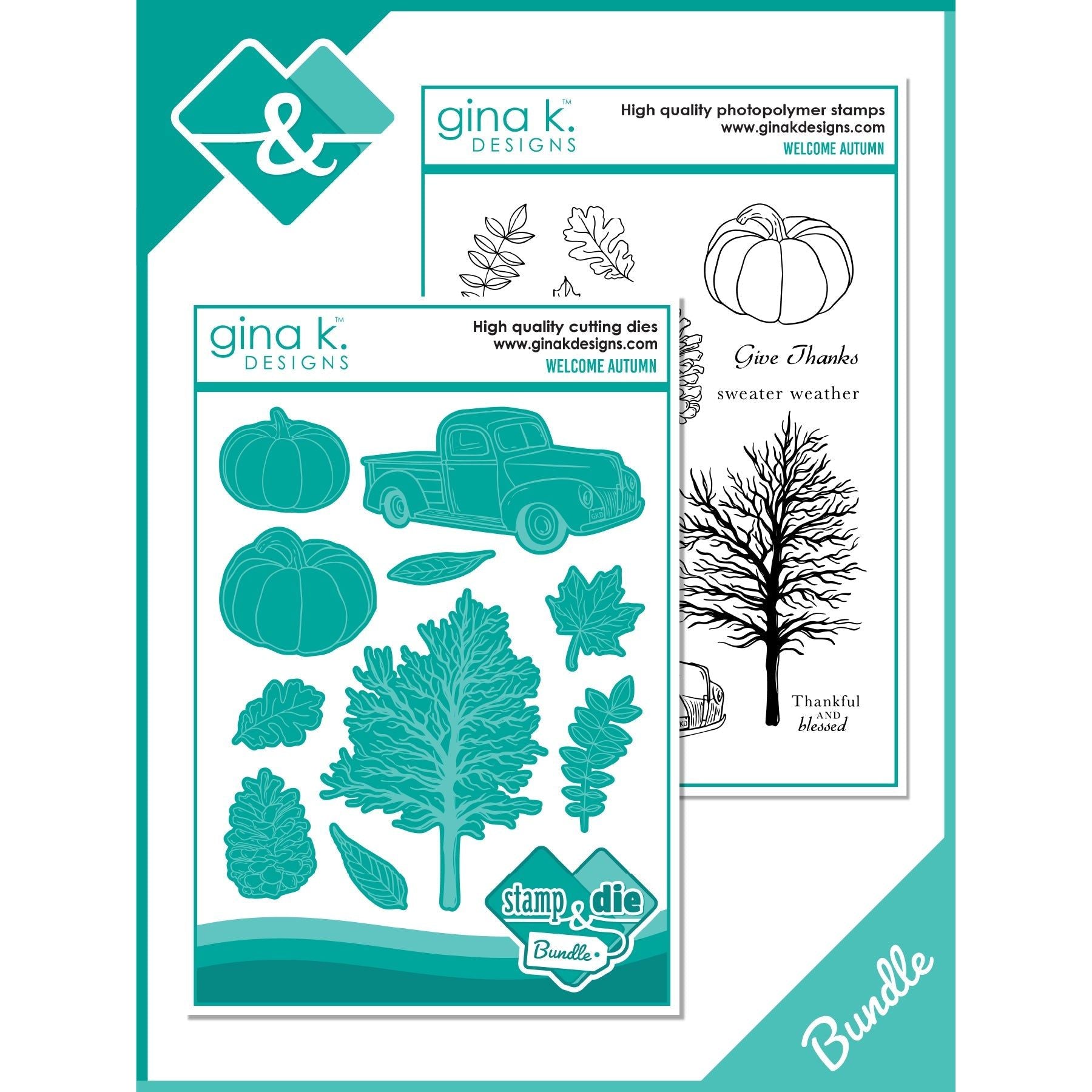 Gina K Designs Welcome Autumn Stamps and Dies Bundle hsdie0440