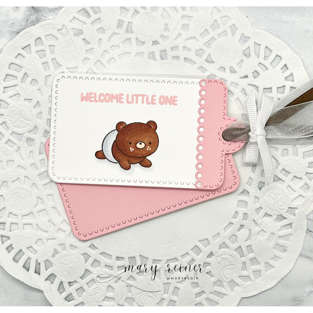 Simon Says Stamps and Dies Welcome Little One set986wl Moments in Time Baby Gift Tag