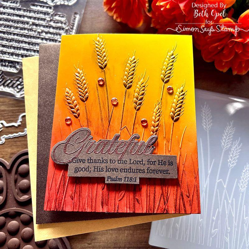 Simon Says Stamp Embossing Folder Wheat Stems sf324 Season Of Wonder Thanksgiving Card