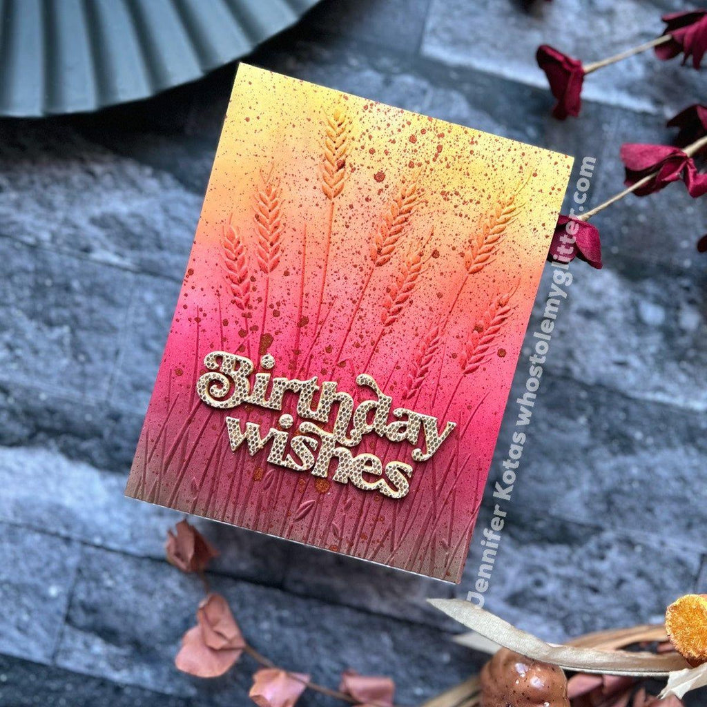 Simon Says Stamp Embossing Folder Wheat Stems sf324 Season Of Wonder Birthday Card