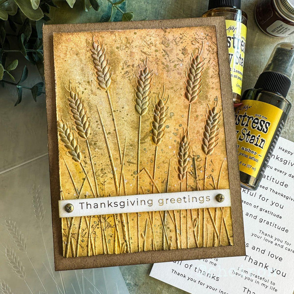 Simon Says Stamp Embossing Folder Wheat Stems sf324 Season Of Wonder Thanksgiving Card