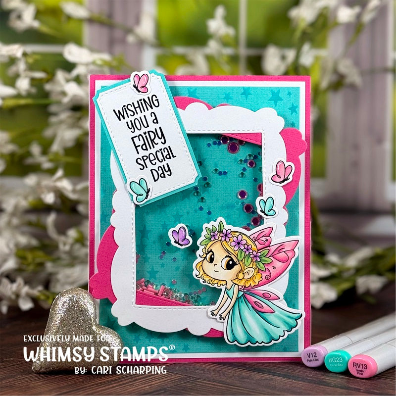 Whimsy Stamp Fairy Special Clear Stamp and Die Set shaker card