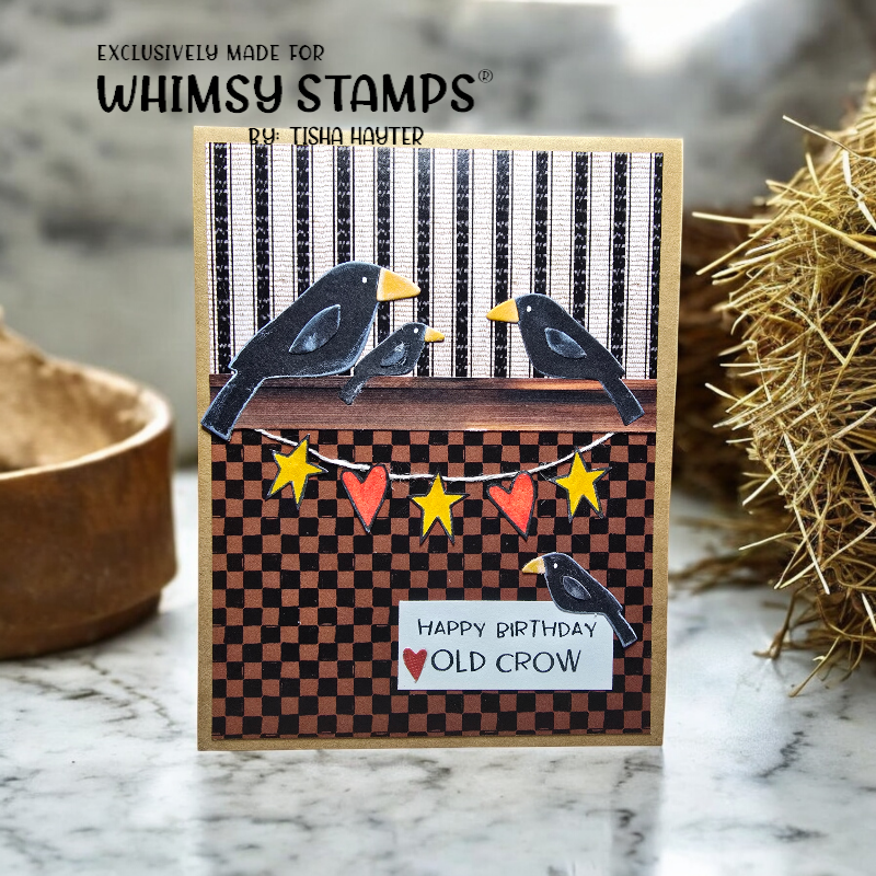 Whimsy Stamps A Murder of Crows Dies wsd286 happy birthday