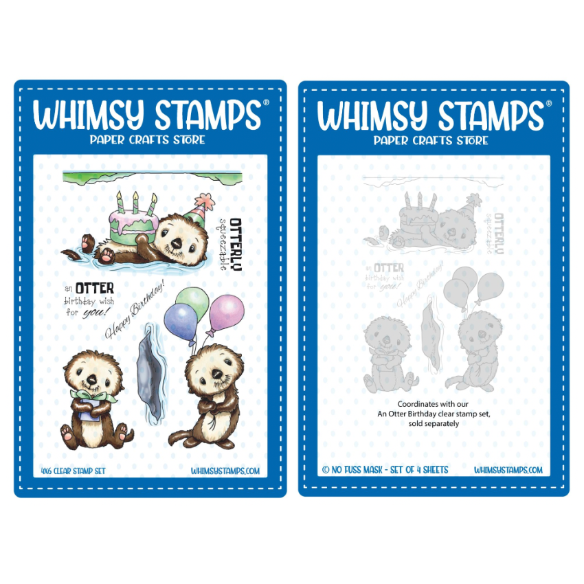 Whimsy Stamps An Otter Birthday Clear Stamp and No Fuss Mask Set