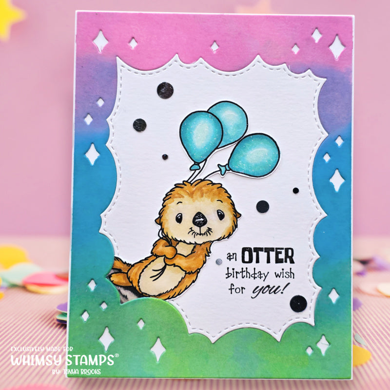 Whimsy Stamps An Otter Birthday Clear Stamp and No Fuss Mask Set balloons