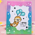 Whimsy Stamps An Otter Birthday Clear Stamp and No Fuss Mask Set balloons
