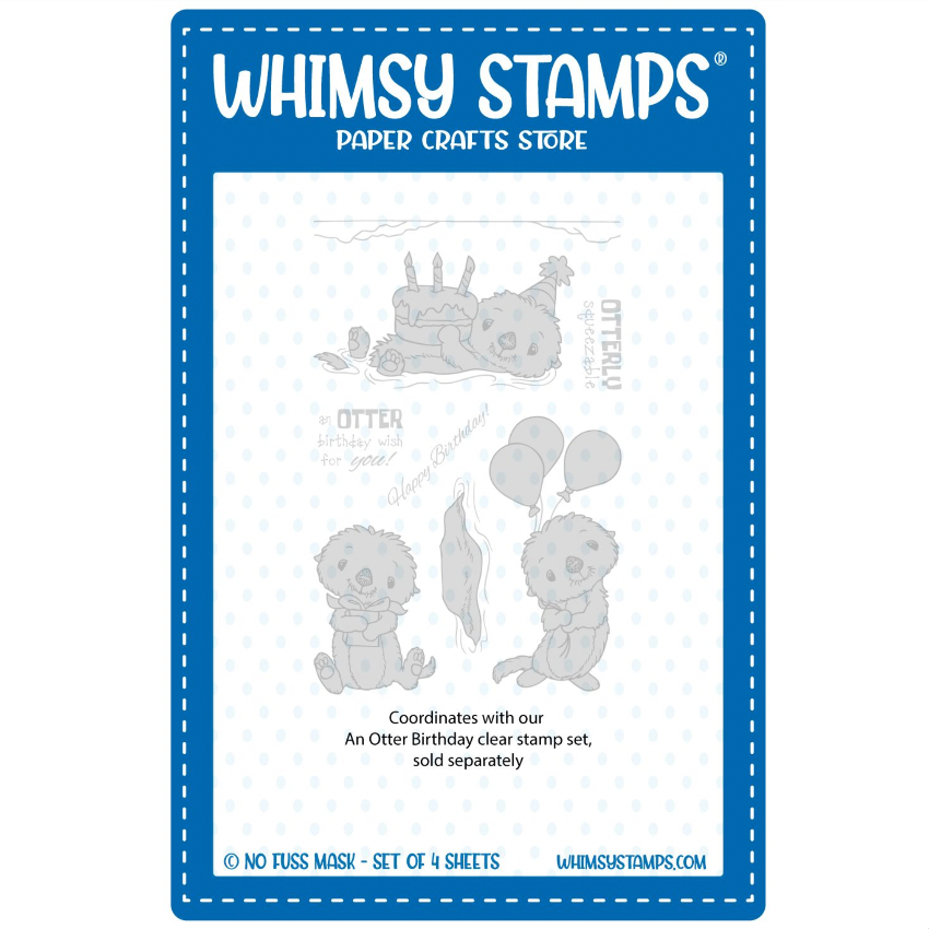 Whimsy Stamps An Otter Birthday Clear Stamp and No Fuss Mask Set image 2