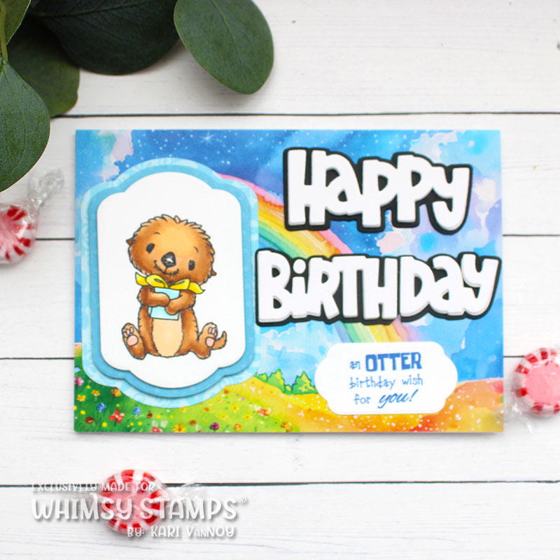 Whimsy Stamps An Otter Birthday Clear Stamp and No Fuss Mask Set rainbow