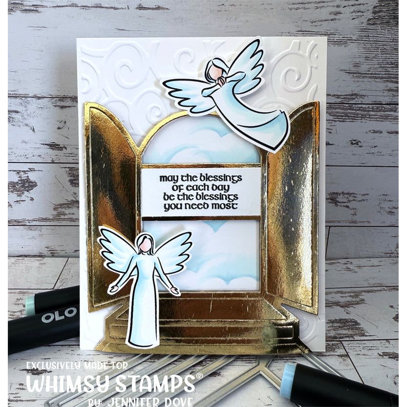 Whimsy Stamps Angelic Clear Stamp and Die Set clouds