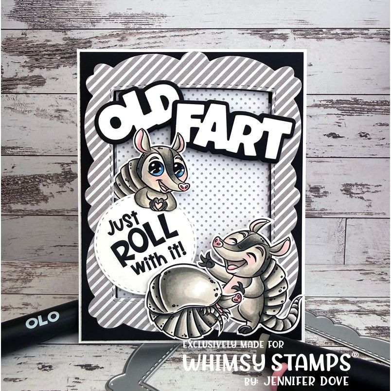 Whimsy Stamps Arma-delight Clear Stamps khb110a gray stripes