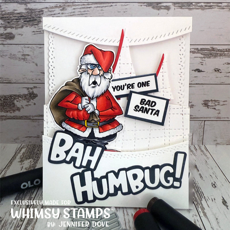 Whimsy Stamps Bad Santa Clear Stamp and Die Set humbug