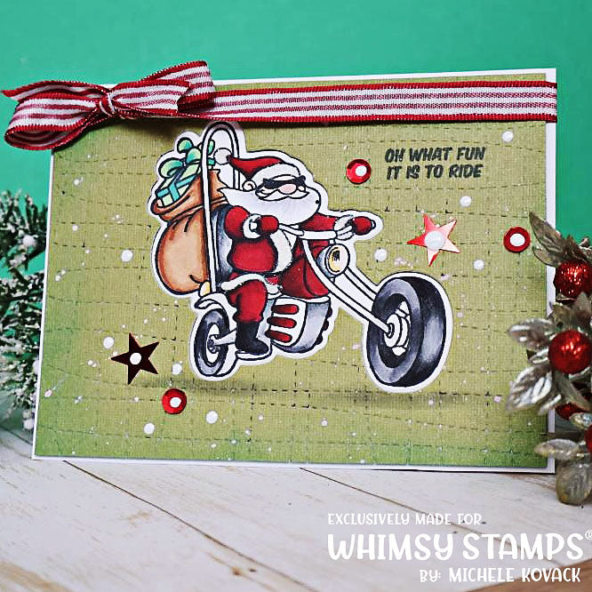 Whimsy Stamps Bad Santa Outline Dies wsd045 merry christmas let's ride