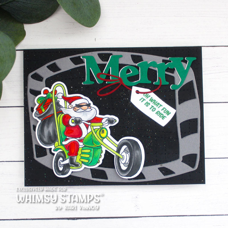 Whimsy Stamps Bad Santa Outline Dies wsd045 motorcycle