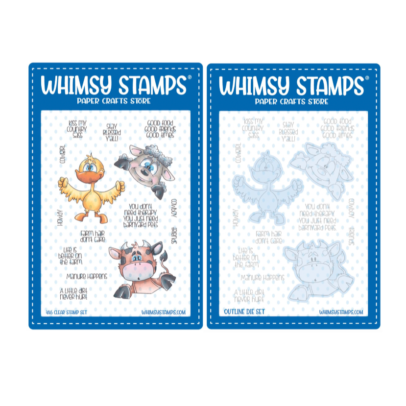 Whimsy Stamps Barnyard Friends Clear Stamp and Die Set