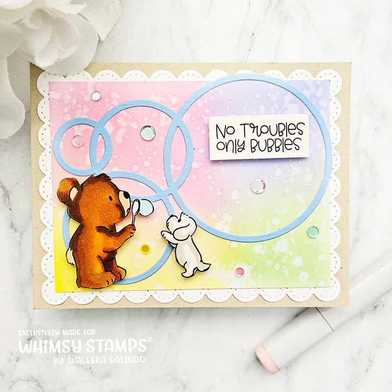 Whimsy Stamps Bear Bubbles Clear Stamp and Die Set celebrate