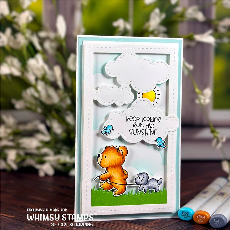 Whimsy Stamps Bear Bubbles Clear Stamp and Die Set sunshine