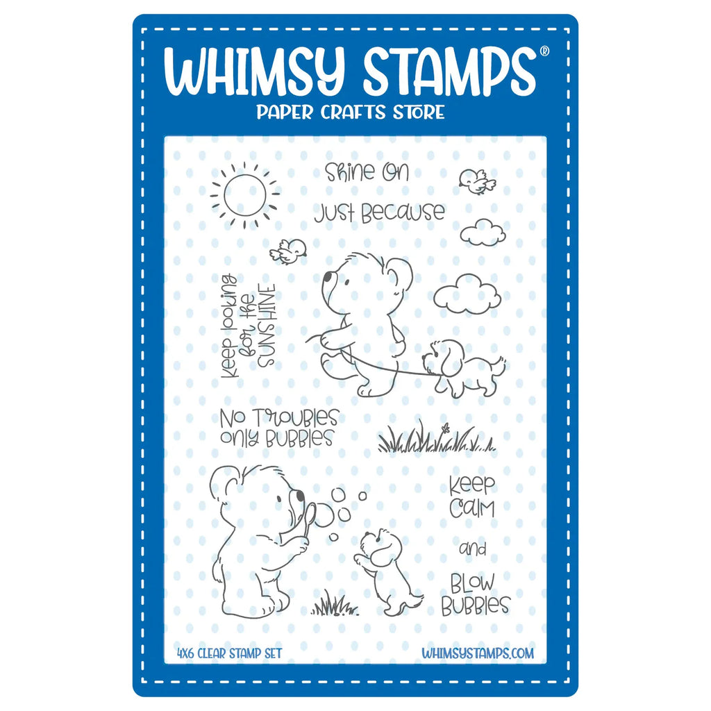 Whimsy Stamps Bear Bubbles Clear Stamps cwsd371a