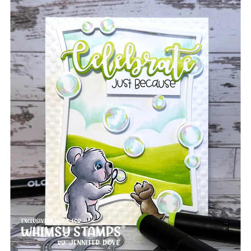 Whimsy Stamps Bear Bubbles Clear Stamps cwsd371a celebrate