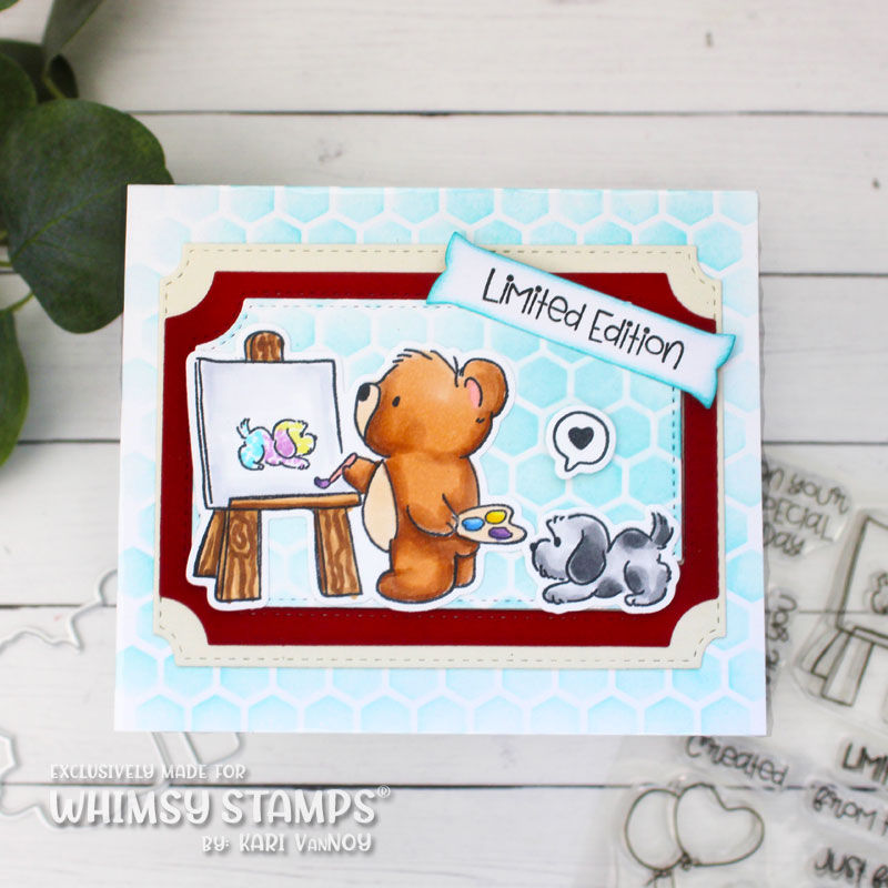 Whimsy Stamps Bear Love Clear Stamp and Die Set cute frames