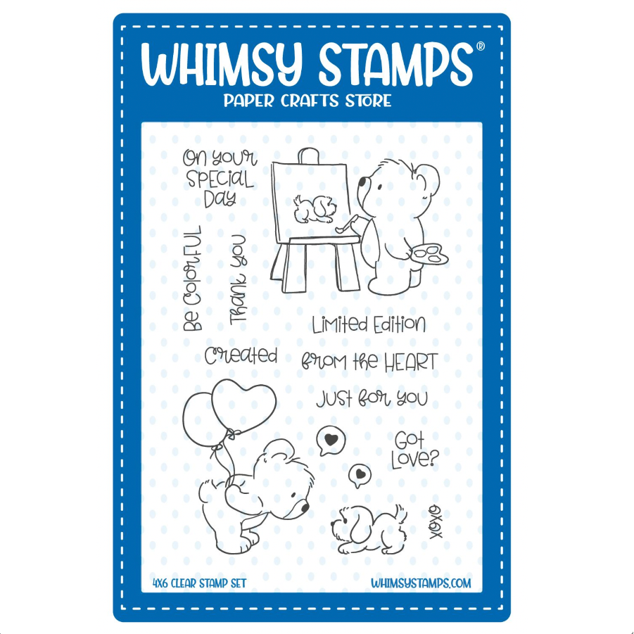 Whimsy Stamps Bear Love Clear Stamp and Die Set image 1