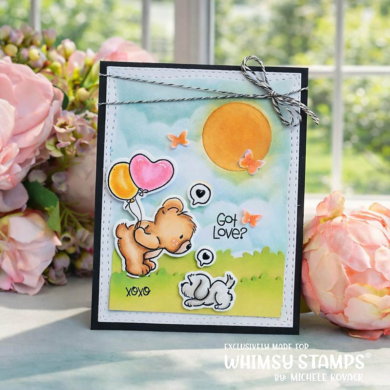 Whimsy Stamps Bear Love Clear Stamp and Die Set sunny day