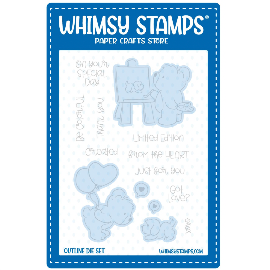 Whimsy Stamps Bear Love Outline Dies wsd162a