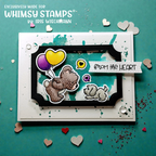 Whimsy Stamps Bear Love Outline Dies wsd162a hearts in speech bubbles