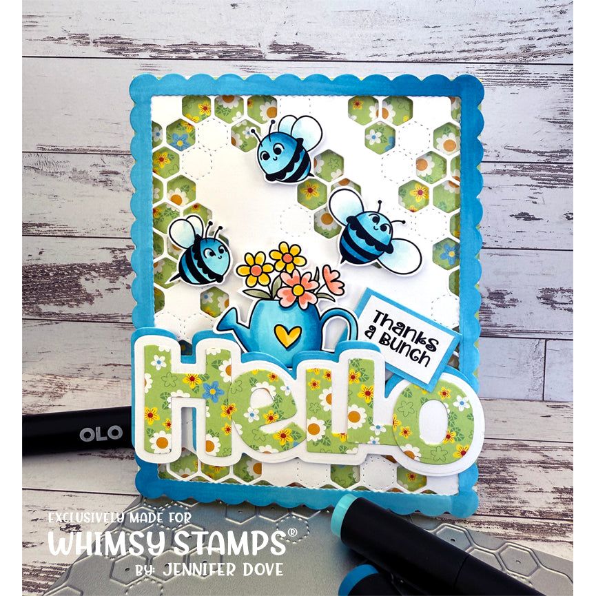 Whimsy Stamps BeeYOUtiful Clear Stamp and Die Set hello