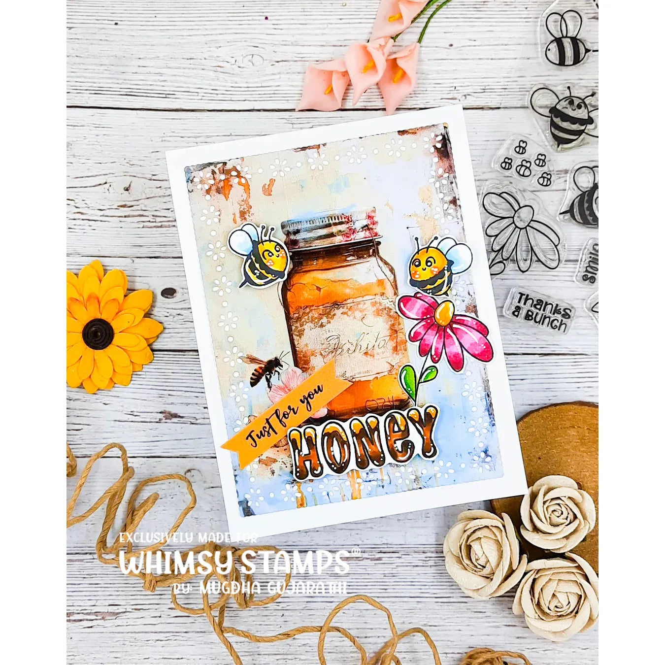 Whimsy Stamps BeeYOUtiful Outline Dies wsd007 honey