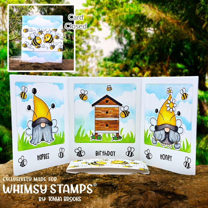 Whimsy Stamps Bee Gnomies Clear Stamps cwsd415a honeybees