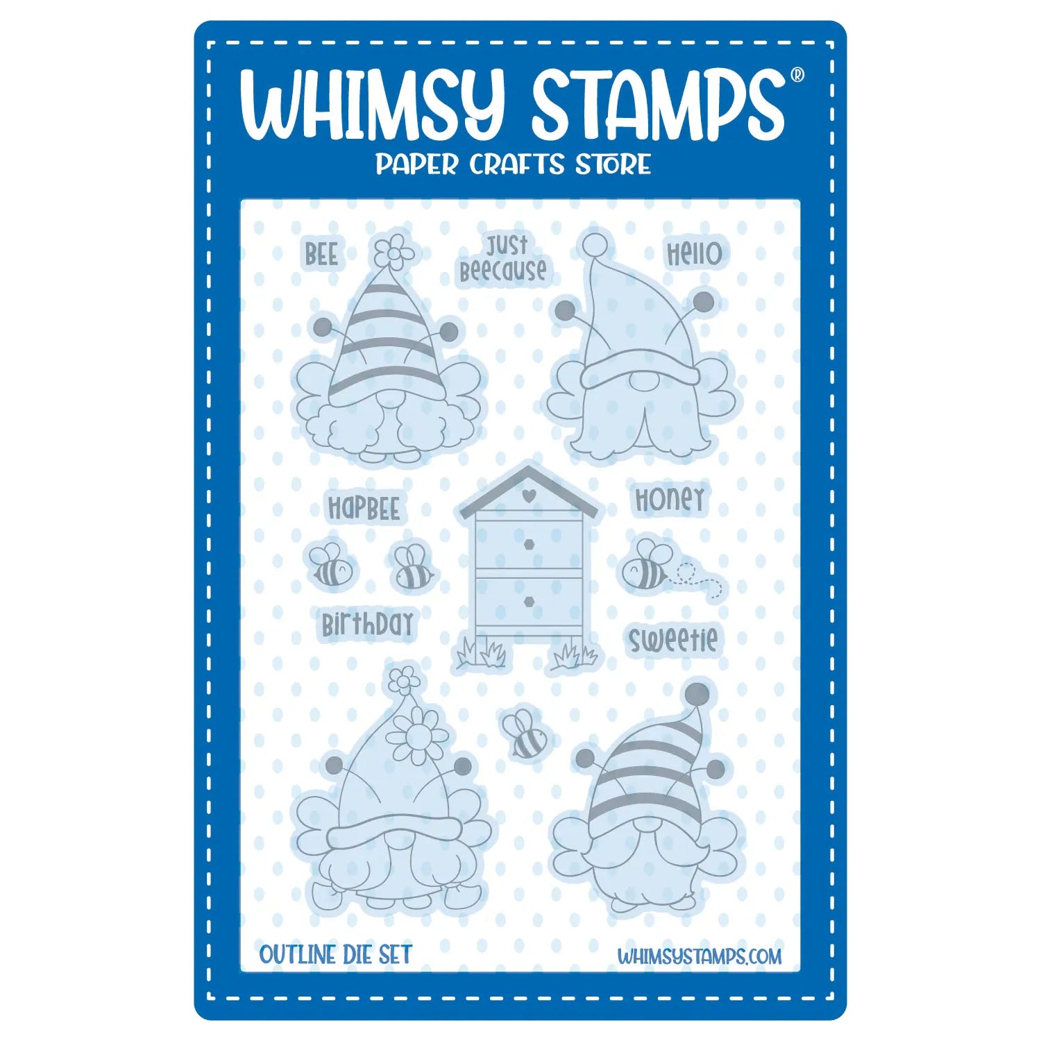 Whimsy Stamps Bee Gnomies Outline Dies wsd006