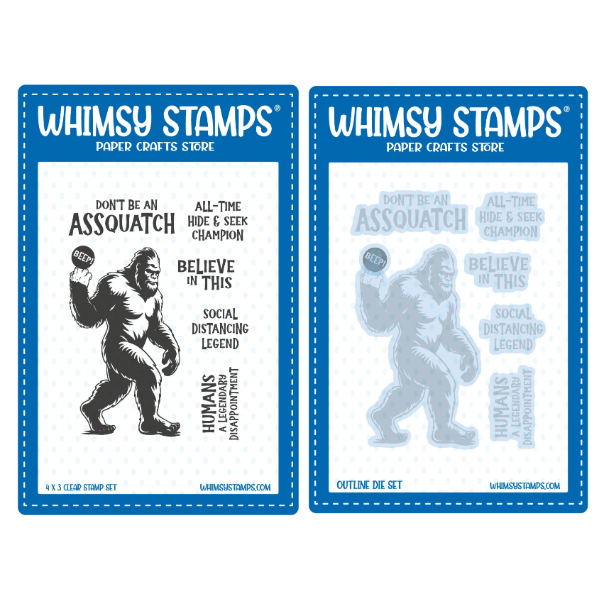Whimsy Stamps Big Foot Assquatch Clear Stamp and Die Set