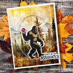 Whimsy Stamps Big Foot Assquatch Clear Stamp and Die Set autumn forest card