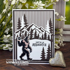 Whimsy Stamps Big Foot Assquatch Clear Stamps cwsd373b black white stripes card